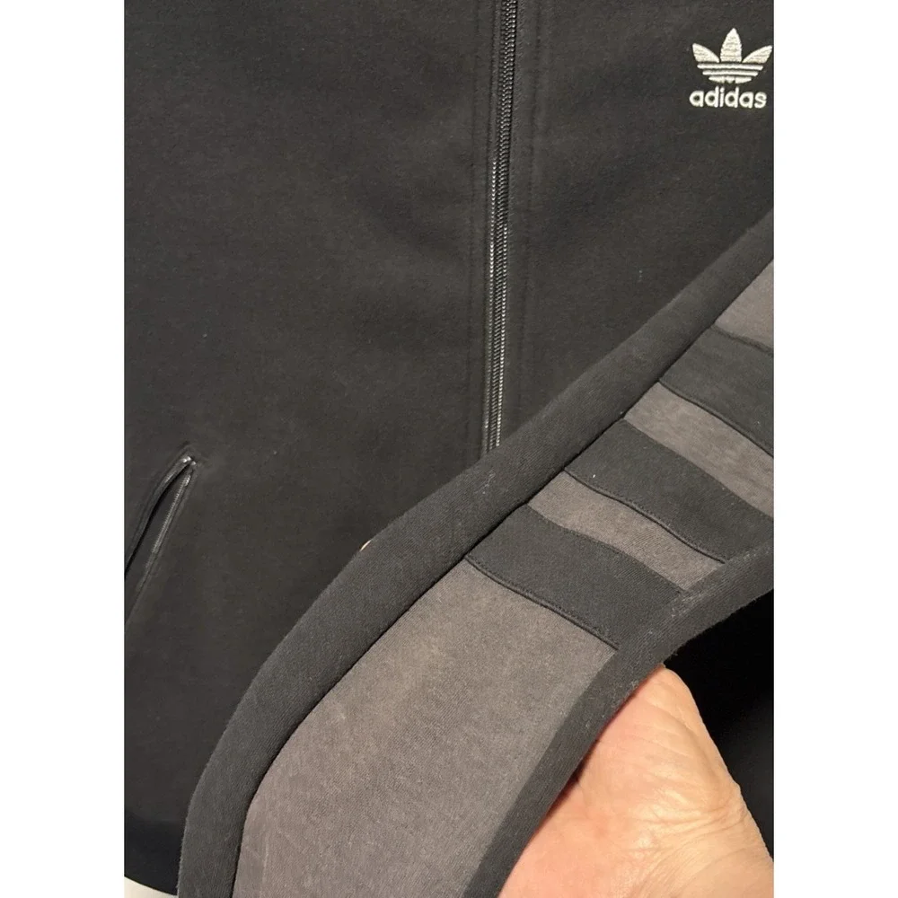 adidas.  S Black Full-Zip Track Jacket Fleece Polyester
